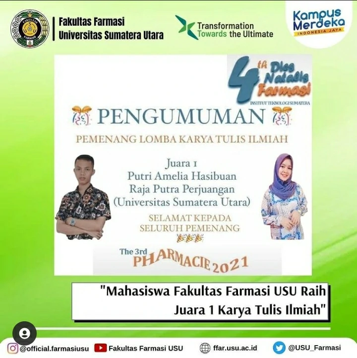 Congratulations! Student of USU Pharmacy Won 1st Place in Scientific Writing